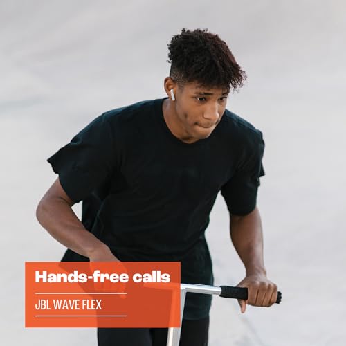 JBL Wave Flex, Écouteurs Intra-Auriculaires Sans Fil, Resistance à l'Eau IP54 et IPX2, Technologie TalkThru et AmbientAware, Autonomie de 32 heures, en Blanc – Image 4