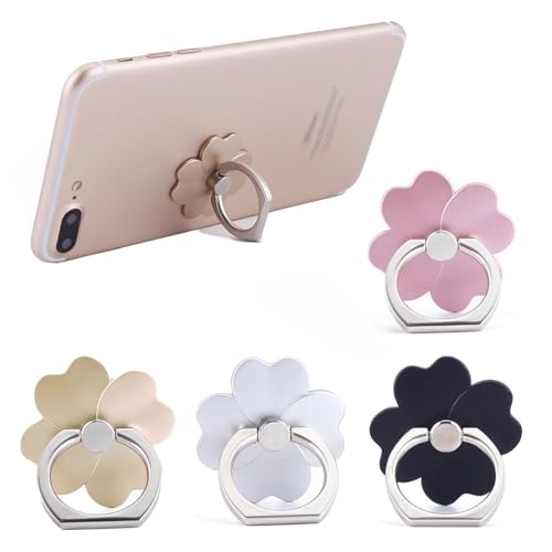 Lot de 4 Supports Bague Téléphone - Rotation 360° - Poignée Doigt Universelle pour Smartphone - Accessoire Compatible Tous Portables et Coques - Noir/Argent/Or/Rose Gold – Image 2