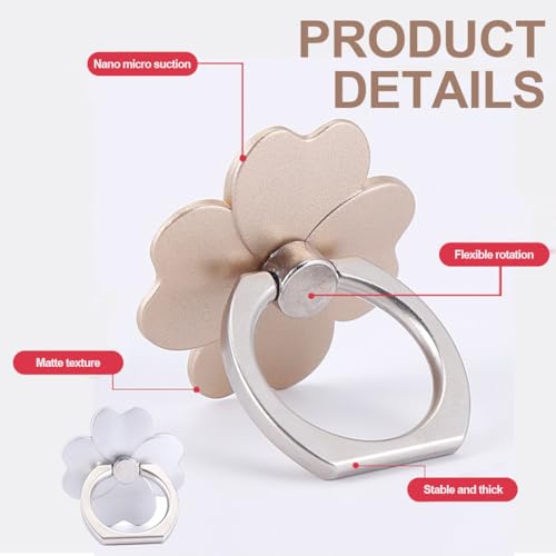 Lot de 4 Supports Bague Téléphone - Rotation 360° - Poignée Doigt Universelle pour Smartphone - Accessoire Compatible Tous Portables et Coques - Noir/Argent/Or/Rose Gold – Image 3
