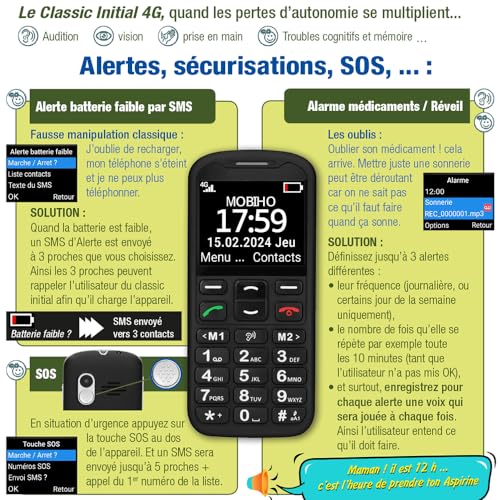 MOBIHO ESSENTIEL NOUV 04/2024 - Le Classic Initial désormais en 4G : dépendance, Perte d'autonomie. Stop ERREURS MANIP et appels pub, SOS, Alerte Bat Faible, Main Libre Auto, Photo-Contact... – Image 6