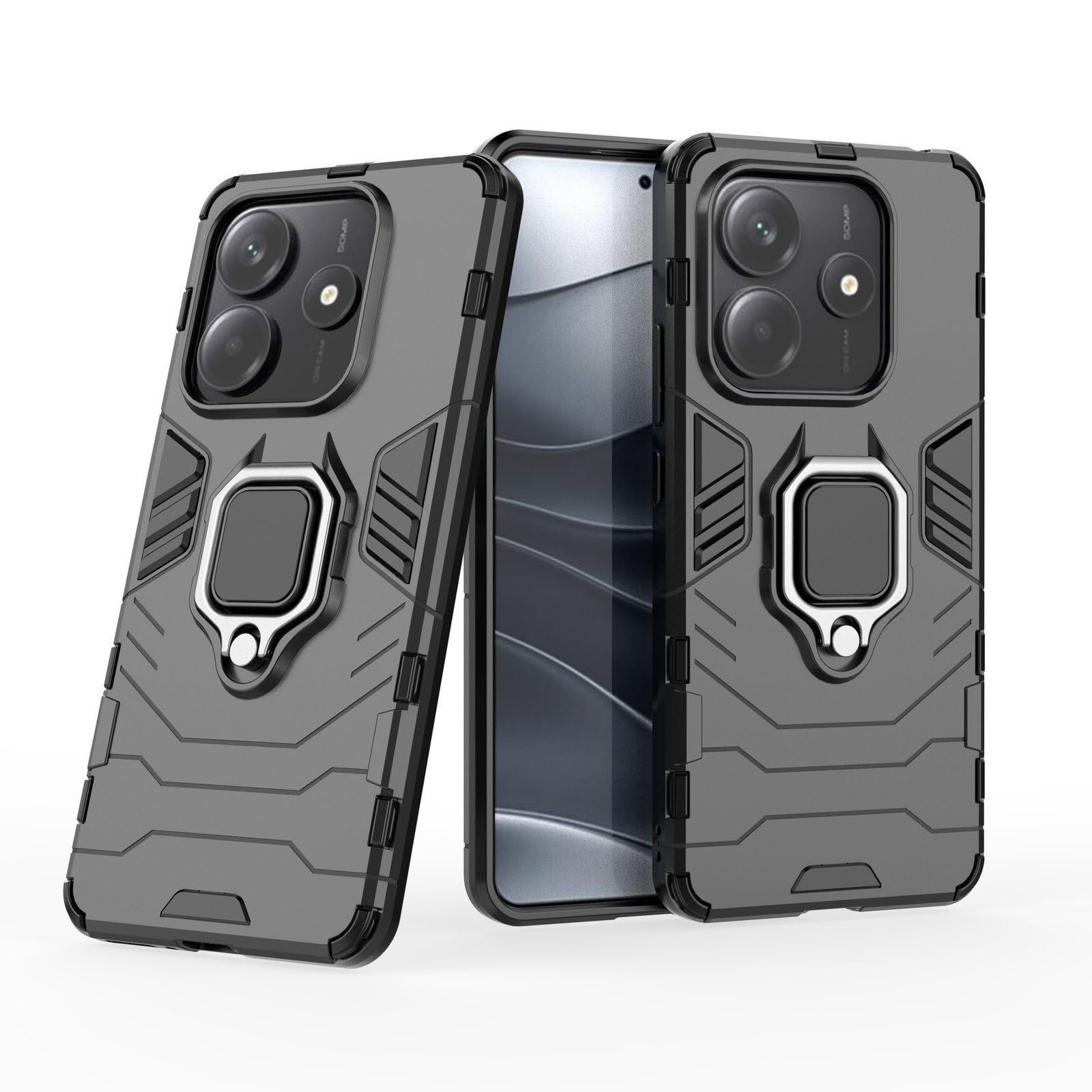 Max Power Digital Coque pour Xiaomi Redmi Note 14 5G Housse Antichoc avec Anneau Rotatif Aimant Etui Magnétique Rigide Dure Armure Bague Support Armure Renforcée (Xiaomi Redmi Note 14 5G, Noir)
