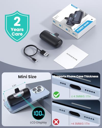 Mini Batterie Externe pour iPhone, 5500mAh Power Bank 15W PD 3.0A Charge Rapide Chargeur Ultra-Compact et Léger Batteries Portable avec Écran LED pour iPhone 14/13/12/11/XR/8 etc – Image 8