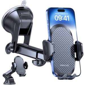 Miracase Support Téléphone Voiture [2025 Ventouse Puissante] Porte Telephone Voiture Tableau de Bord, Rotation 360° Portable Ventouse pour iPhone Compatible avec 4-7.2" Smartphone