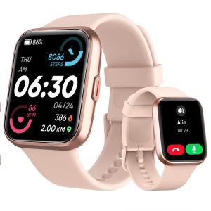 Montre Connectée Femme, 1,85" Homme Smartwatch pour Samsung iPhone Android, Alexa intégrée 3ATM 100+ Modes Sportifs Moniteur de SpO2/Sommeil/Fréquence Cardiaque/Podometre/Calories Rose