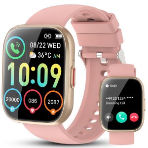 Montre Connectée Femme Homme, 1.85" Smartwatch avec Appel Bluetooth, 112 Modes Sportifs Montre Fitness avec Podometre/Cardiofrequencemetre/Sommeil, Etanche IP68 Smart Watch pour Android iOS, Rose