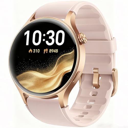 Montre Connectée Femme Homme avec Appel Bluetooth- 1,32" Smartwatch AMOLED pour Android iOS, Montre de Sport Podometre avec 110+ Sports & 3ATM Bracelet Fitness avec Moniteur Sommeil/ SpO2- Rose – Image 2