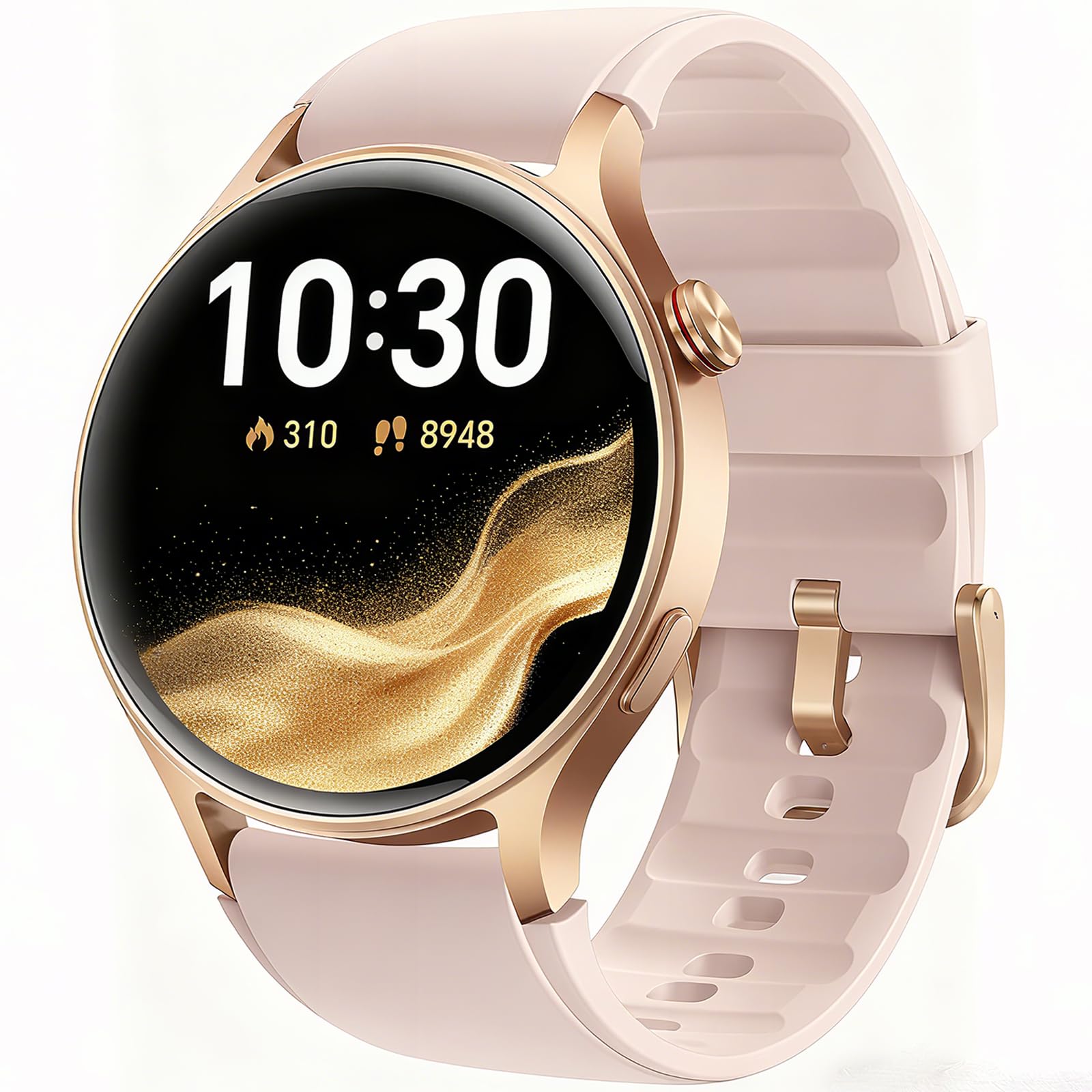 Montre Connectée Femme Homme avec Appel Bluetooth- 1,32" Smartwatch AMOLED pour Android iOS, Montre de Sport Podometre avec 110+ Sports & 3ATM Bracelet Fitness avec Moniteur Sommeil/ SpO2- Rose