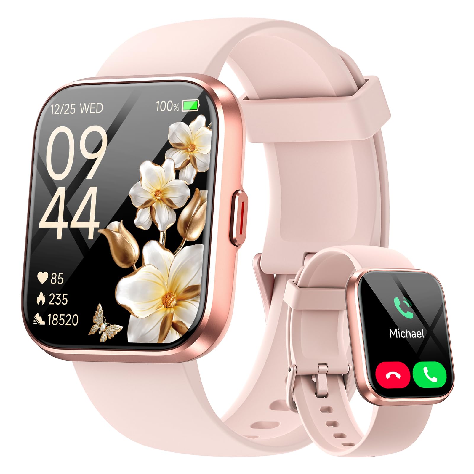 Montre Connectée Femme pour Samsung, iPhone, Android, 1.8" Smartwatch avec Appel Bluetooth, Voix de l'IA, Alexa intégrée, Smartwatch Moniteur, Calories, IP68 Montre Intelligente, Podometre