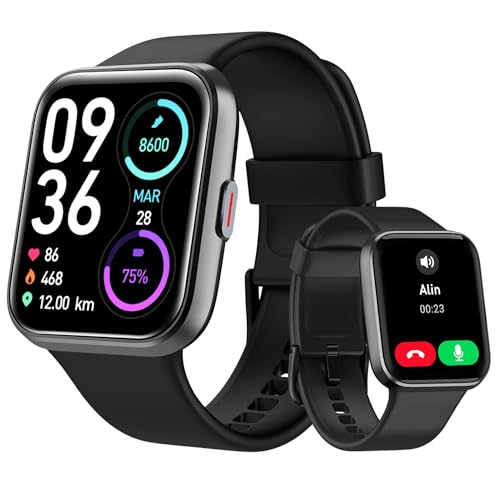 Montre Connectée Homme, 1,85" Femme Smartwatch pour Samsung iPhone Android, Alexa intégrée 3ATM 100+ Modes Sportifs Moniteur de SpO2/Sommeil/Fréquence Cardiaque/Podometre/Calories Noir – Image 2