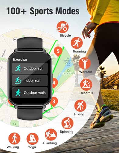 Montre Connectée Homme Femme Appel Bluetooth Smartwatch pour Android iOS Montre Sport Podometre Cardiofrequencemetre Oxymetre Notification Etanche IP68 100+ Mode Sport – Image 4