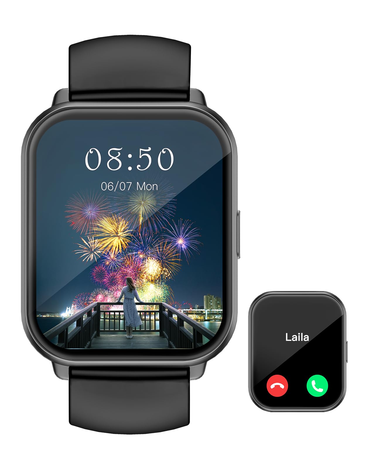 Montre Connectée Homme Femme Appel Bluetooth Smartwatch pour Android iOS Montre Sport Podometre Cardiofrequencemetre Oxymetre Notification Etanche IP68 100+ Mode Sport