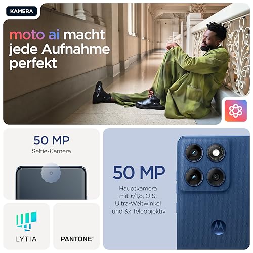 Motorola Edge 60 512 Go, Smartphone debloqué, écran 6,67", Appareil Photo 50 MP, Batterie 5200 mAh, Gibraltar Marine (Blue), Coque de Protection et câble USB C Inclus – Image 4