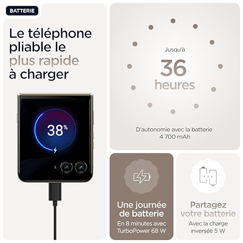 Motorola razr 60 Ultra 16, 512 Go, Smartphone debloqué, écran 4", Appareil Photo 50 MP avec IA, Batterie 4700 mAh, Mountaintrail (Bois), Coque de Protection et câble USB C Inclus – Image 8
