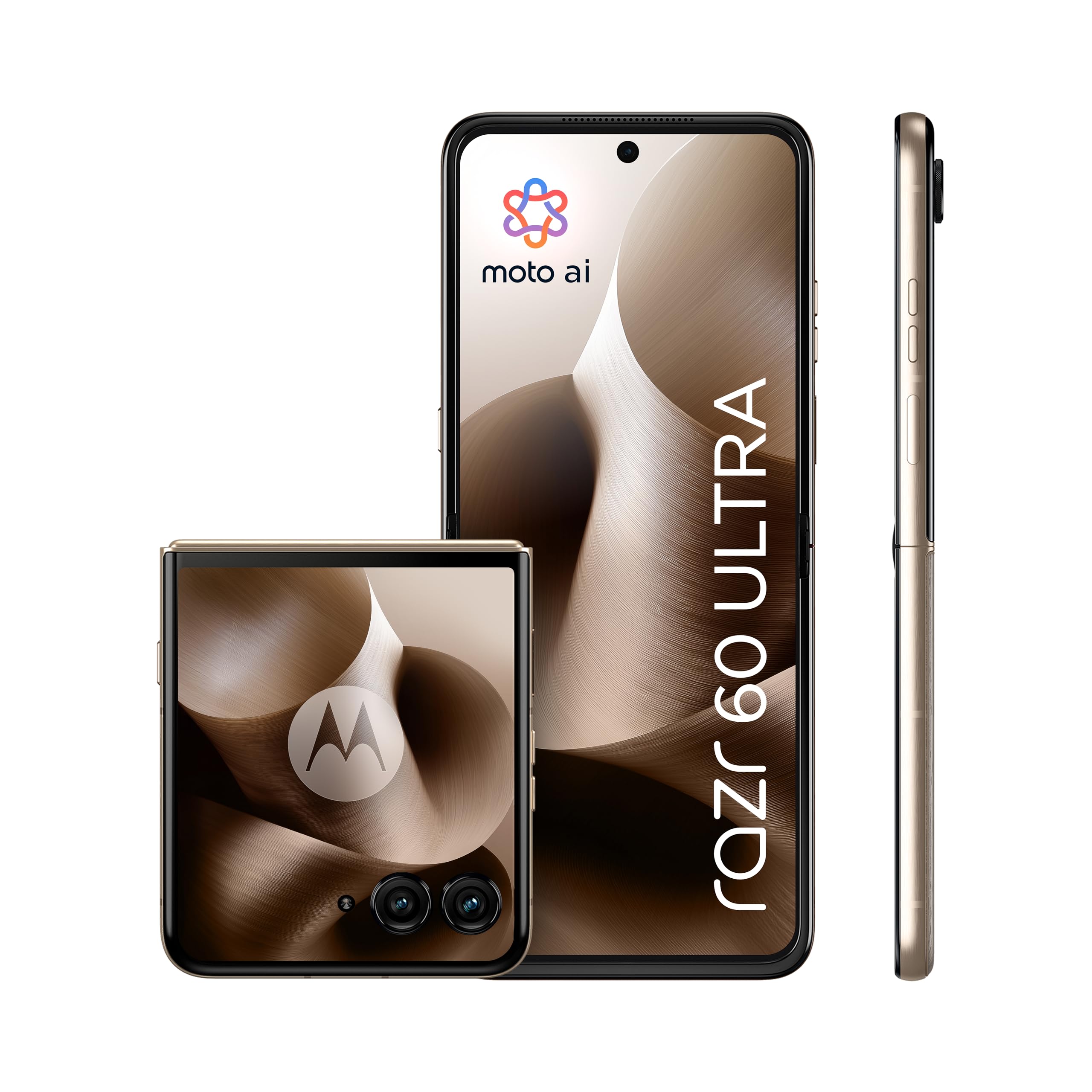 Motorola razr 60 Ultra 16, 512 Go, Smartphone debloqué, écran 4", Appareil Photo 50 MP avec IA, Batterie 4700 mAh, Mountaintrail (Bois), Coque de Protection et câble USB C Inclus