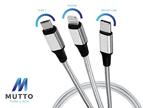 Mutto Adaptateur de Voyage 3 en 1 - Chargeur USB Multi-Universel avec Prises USB-C, Micro USB et Lightning - Câble Inclus – Image 4