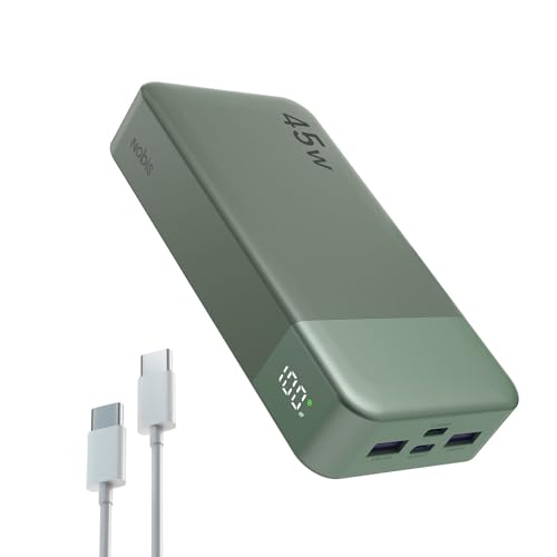 Nobis Batterie Externe 20000mAh Power Bank 45W Chargeur Externe Portable USB-C in & Out Charge Rapide, 4 Ports avec Affichage Numérique LED, Compatible avec MacBook, Phone 15 14 13 Pro S23 (Vert) – Image 2