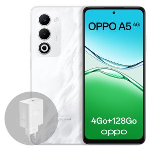OPPO A5 4G 4Go RAM + 128Go ROM, Smartphone débloqué avec IA, écran 6,67 Pouces 90 Hz, Appareil Photo 50 Mpx avec autofocus, Batterie 6000 mAh, IP65, Mist White (Chargeur SUPERVOOC 45 W Inclus)
