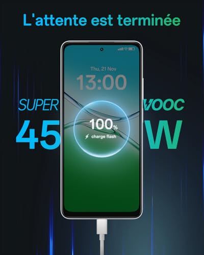 OPPO A5 4G 4Go RAM + 128Go ROM, Smartphone débloqué avec IA, écran 6,67 Pouces 90 Hz, Appareil Photo 50 Mpx avec autofocus, Batterie 6000 mAh, IP65, Mist White (Chargeur SUPERVOOC 45 W Inclus) – Image 6