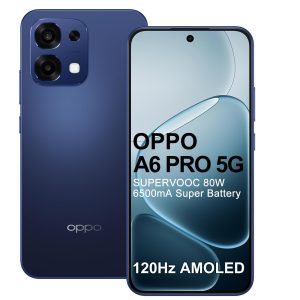 OPPO A6 Pro 5G 8+256Go, Téléphone Portable, Batterie 6500mAh IA Smartphone Android Débloqué, SUPERVOOC 80W, Écran 120Hz 6,57" AMOLED, Dimensity 6300, Caméra AI 50MP, IP69, NFC, Dual SIM, Bleu