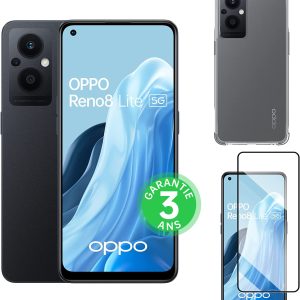 OPPO Reno 8 Lite - Smartphone 5G - 8 Go RAM + 128 Go - Triple Capteur Photo 64 MP, Frontal 32 MP - Écran AMOLED 60 Hz 6,43” - Batterie 4500 mAh + Charge Rapide 33W - Noir Cosmique (Reconditionné)