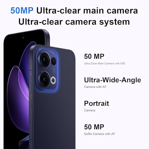 OPPO Reno13 5G 12+256Go, IA Smartphone Android Débloqué, Téléphone Portable, Dimensity 8350 5G, Écran 120Hz 6,59" AMOLED, SUPERVOOC 80W, Batterie 5600mAh, IP69, Caméra AI 50MP, Vidéo 4K, NFC, Bleu – Image 6