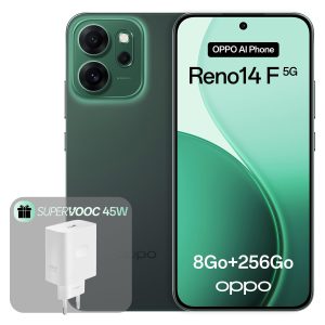 OPPO Reno14 F 5G 8+256Go, Smartphone Android Débloqué IA, Écran 6,57" 120Hz AMOLED, Caméra AI 50+32MP, Batterie 6000mAh, Résistance à l'eau IP69, Luminous Green (Inclut Chargeur 45W SUPERVOOC)