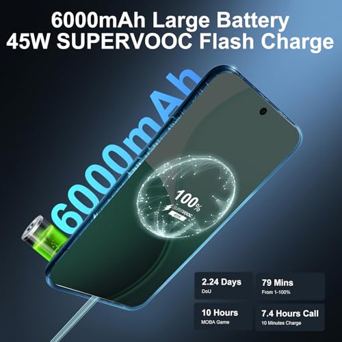 OPPO Reno14 FS 5G 12+512Go Téléphone, IA Smartphone Android Débloqué, Écran 120Hz 6,57" AMOLED, Caméra 50MP, Batterie 6000mAh, SUPERVOOC 45W, Snapdragon 6 Gen 1, IP69, Vidéo 4K, NFC, Dual SIM, Bleu – Image 4