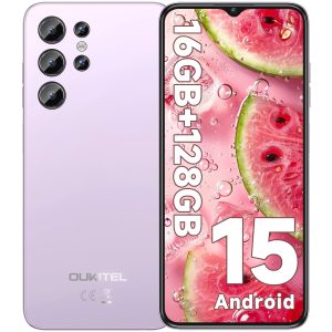 OUKITEL C1 Smartphone Pas Cher Android 15, 16(4+12)Go +128Go(TF 1TB) Telephone Portable Pas Cher, 6.52" HD+ Écran, 5150mAh Telephone, 13MP+5MP Téléphone Gaming, Triple 4G SIM/GPS/Fingerprint/OTG/3.5mm