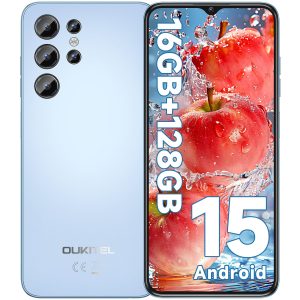 OUKITEL C1 Smartphone Pas Cher Android 15, 16(4+12)Go +128Go(TF 1TB) Telephone Portable Pas Cher, 6.52" HD+ Écran, 5150mAh Telephone, 13MP+5MP Téléphone Gaming, Triple 4G SIM/GPS/Fingerprint/OTG/3.5mm