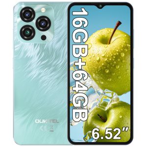 OUKITEL C3 Smartphone Pas Cher - 16(4+12) Go + 64Go/TF 1To Telephone Portable Pas Cher, 6.52" Écran, 5000mAh Smartphone Android 14, 13MP+5MP Téléphone Gaming, 4G Dual SIM/Face ID/GPS/3.5mm - Bleu