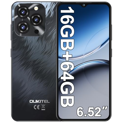 OUKITEL C3 Telephone Portable Pas Cher - 16(4+12) Go + 64Go/1To Smartphone Pas Cher, 5000mAh Téléphone Android 14, Écran 6.52" Smartphones, 13MP+5MP, 4G Dual SIM/Face ID/GPS/3.5mm/Type-C - Noir – Image 2