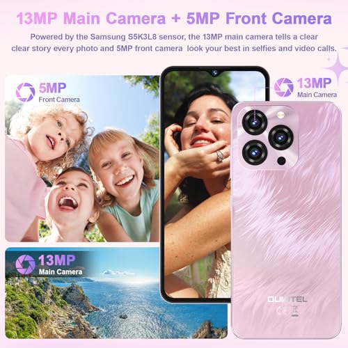 OUKITEL C3 Telephone Portable Pas Cher - 16(4+12) Go + 64Go/1To Smartphone Pas Cher, 5000mAh Téléphone Android 14, Écran 6.52" Smartphones, 13MP+5MP, 4G Dual SIM/Face ID/GPS/3.5mm/Type-C - Noir – Image 6