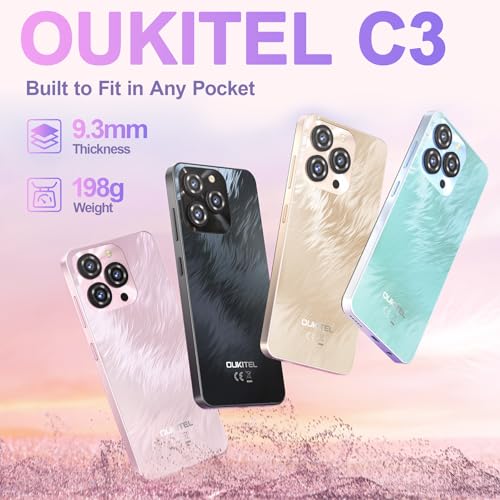OUKITEL C3 Telephone Portable Pas Cher - 16(4+12) Go + 64Go/1To Smartphone Pas Cher, 5000mAh Téléphone Android 14, Écran 6.52" Smartphones, 13MP+5MP, 4G Dual SIM/Face ID/GPS/3.5mm/Type-C - Noir – Image 7