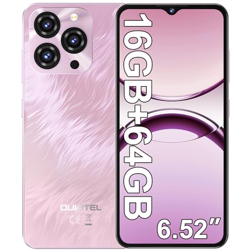 OUKITEL C3 Telephone Portable Pas Cher, 16(4+12) Go + 64Go/TF 1To Smartphone Pas Cher, 6.52" Écran, 5000mAh Téléphone Android 14, 13MP+5MP Smartphone Débloqué, 4G Dual SIM/Face ID/GPS/3.5mm - Rose – Image 2