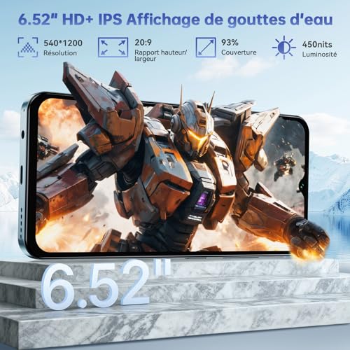 OUKITEL C5 Telephone Portable Pas Cher, 16 Go RAM + 256 Go ROM / 1 to TF, Smartphone Pas Cher écran HD+ de 6.52", téléphone débloqué, Batterie de 5000 mAh, 13 MP + 5 MP, Double SIM, GPS, OTG, Noir – Image 4