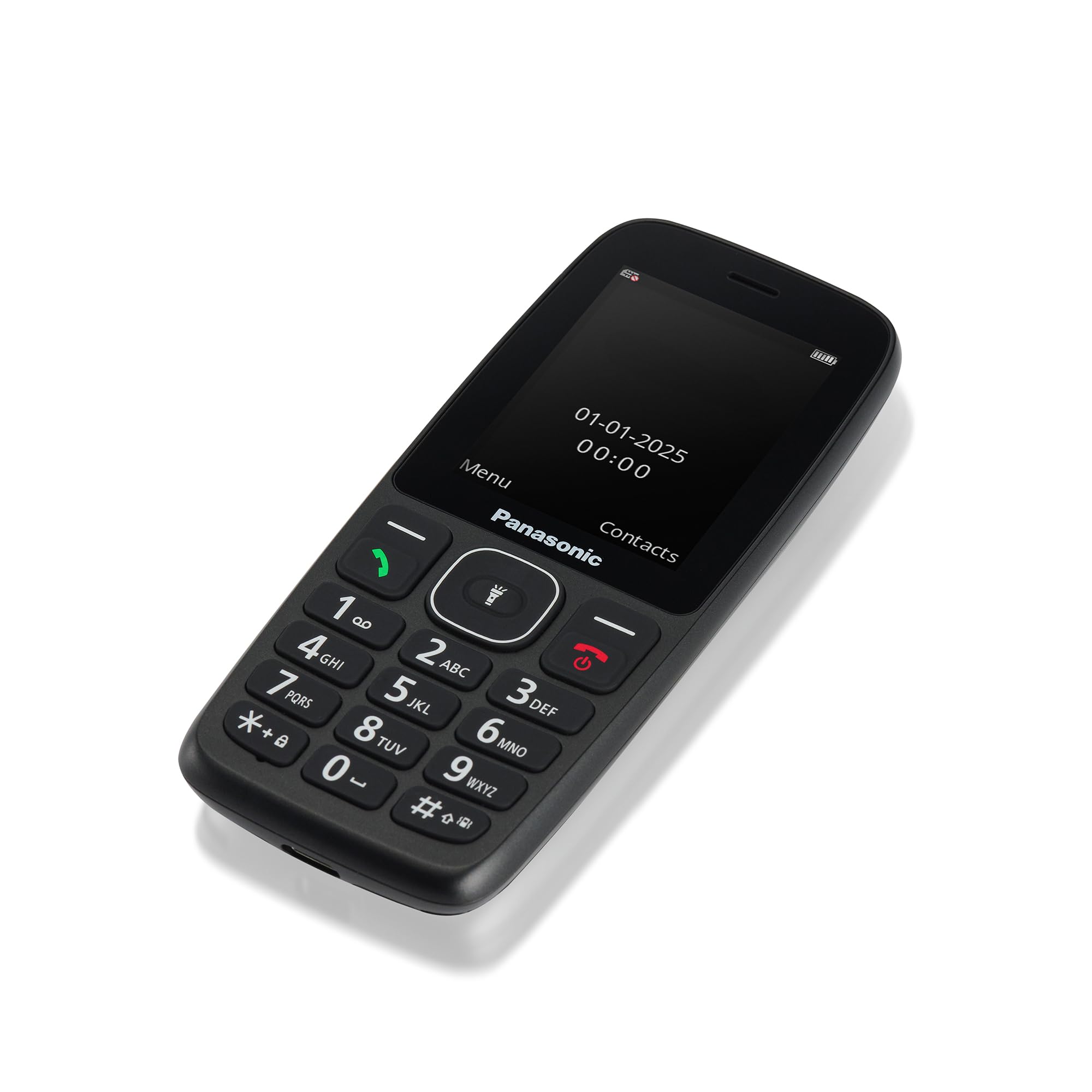 Panasonic KX-TF400EXB Téléphone à Touches 4G Facile à Utiliser, Volte, autonomie fiable Jusqu’à 200 Heures en Mode Veille, Charge USB-C, écran de 2,4 Pouces, Bluetooth, résistance à l’Eau IP44, Noir