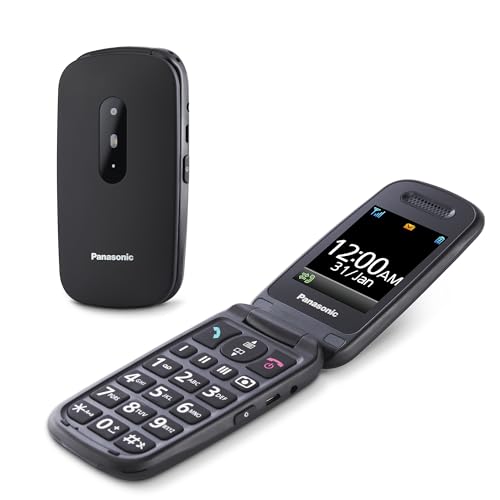Panasonic KX-TU446EXB Téléphone Portable 2G à Clapet, Sans forfait, Bouton d’Appel d’Urgence SOS, Amplificateur Vocal, Gros Boutons, Grand affichage,Grands chiffres, Flash, Écran couleur, Noir – Image 2