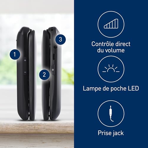 Panasonic KX-TU446EXB Téléphone Portable 2G à Clapet, Sans forfait, Bouton d’Appel d’Urgence SOS, Amplificateur Vocal, Gros Boutons, Grand affichage,Grands chiffres, Flash, Écran couleur, Noir – Image 4