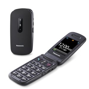 Panasonic KX-TU446EXB Téléphone Portable 2G à Clapet, Sans forfait, Bouton d’Appel d’Urgence SOS, Amplificateur Vocal, Gros Boutons, Grand affichage,Grands chiffres, Flash, Écran couleur, Noir
