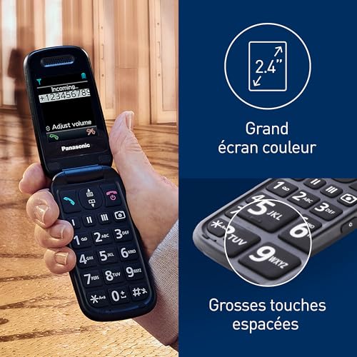 Panasonic KX-TU446EXB Téléphone Portable 2G à Clapet, Sans forfait, Bouton d’Appel d’Urgence SOS, Amplificateur Vocal, Gros Boutons, Grand affichage,Grands chiffres, Flash, Écran couleur, Noir – Image 5