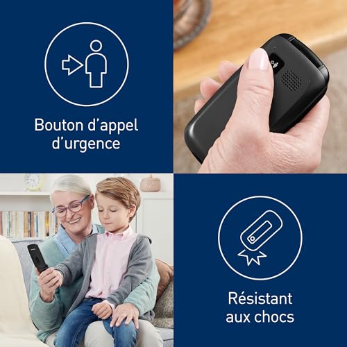 Panasonic KX-TU446EXB Téléphone Portable 2G à Clapet, Sans forfait, Bouton d’Appel d’Urgence SOS, Amplificateur Vocal, Gros Boutons, Grand affichage,Grands chiffres, Flash, Écran couleur, Noir – Image 6