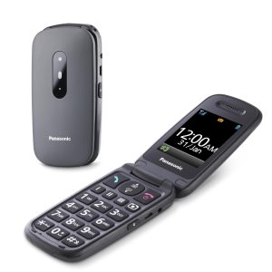 Panasonic KX-TU446EXG Téléphone Portable 2G à Clapet, Sans forfait, Bouton d’Appel d’Urgence SOS, Amplificateur Vocal, Gros Boutons, Grand affichage,Grands chiffres, Flash, Écran couleur, Gris