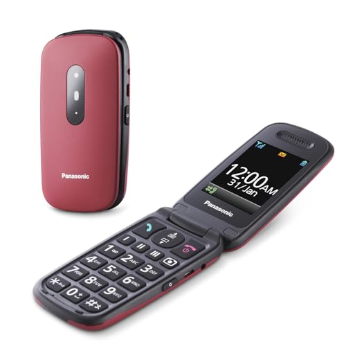 Panasonic KX-TU446EXR Téléphone Portable 2G à Clapet,Sans forfait, Bouton d’Appel d’Urgence SOS, Amplificateur Vocal, Gros Boutons, Grand affichage,Grands chiffres, Flash, Écran couleur, Rouge – Image 3