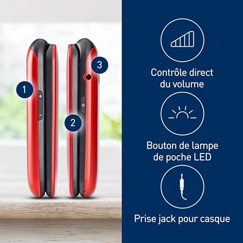 Panasonic KX-TU550EXR Flip Phone, 4G, 1.2MP Camera, with Large 2.8" Screen, 300 Hours Standby Time, Red – Image 3