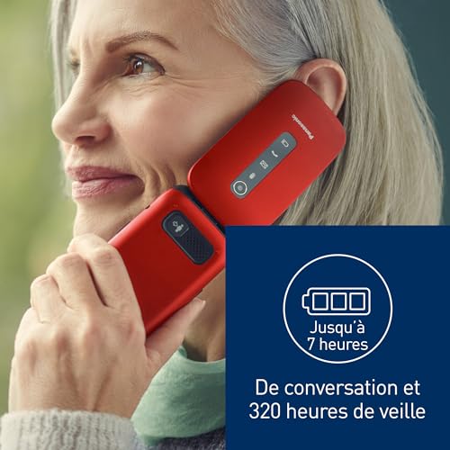 Panasonic KX-TU550EXR Flip Phone, 4G, 1.2MP Camera, with Large 2.8" Screen, 300 Hours Standby Time, Red – Image 6