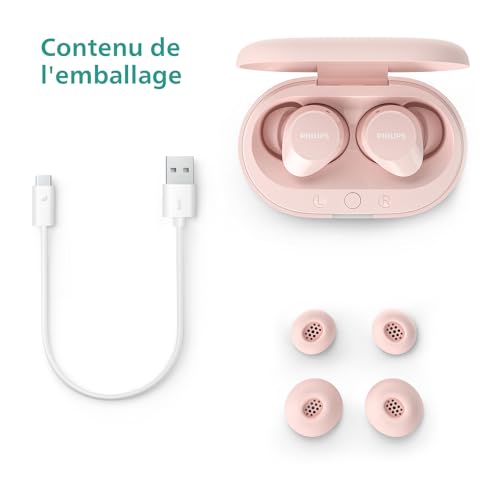 Philips TAT1209PK True Wireless in Ear Bluetooth Headphones - Small Buds. Great Value Natural Sound. Dynamic Bass, Pocket-Sized Charging Case, Clear Calls - Pink – Image 4
