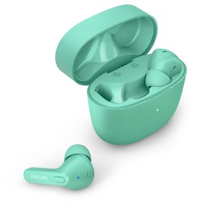 Philips TAT2206GR/00 Earbuds, Adults in Ear Earbuds, Splash and Sweat Resistant, Bluetooth, Up to 18 Hours Play Time, Soft Silicone Ear-Tip Covers in 3 Sizes, Built in Mic, Comfortable Fit, Green
