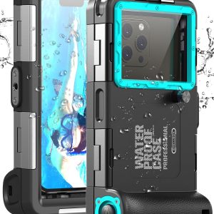 Pochette Étanche Universelle IPX8 - Coque Protection Plongée 15M - Compatible iPhone, Samsung, Huawei, Xiaomi, Oppo, Vivo, LG - Smartphones 4.7-6.8" - Housse sous-Marine (Noir/Bleu-Vert)