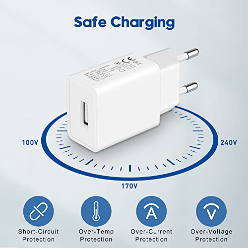Prise USB 5V1A et Câble USB Type-C, Embout Chargeur USB 5W, Adaptateur Secteur pour Téléphones Portables, Tablettes, Powerbanks, Ecouteurs Bluetooth et Autres Appareils avec Interface USB-C – Image 5
