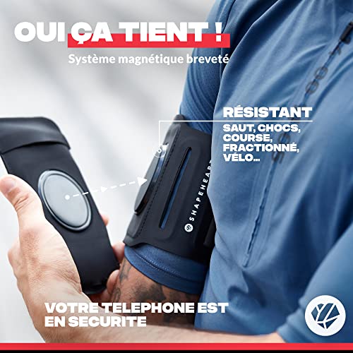 SHAPEHEART innovation française, Brassard telephone sport universel pour running, course à pied, rando... Brassard pour smartphone avec pochette magnétique détachable imperméable – Image 3